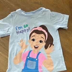 Rachel Light Blue Baby Tee with Rachel Print